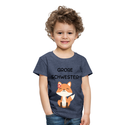 Kinder Premium T-Shirt - Große Schwester Fuchs - Blau meliert