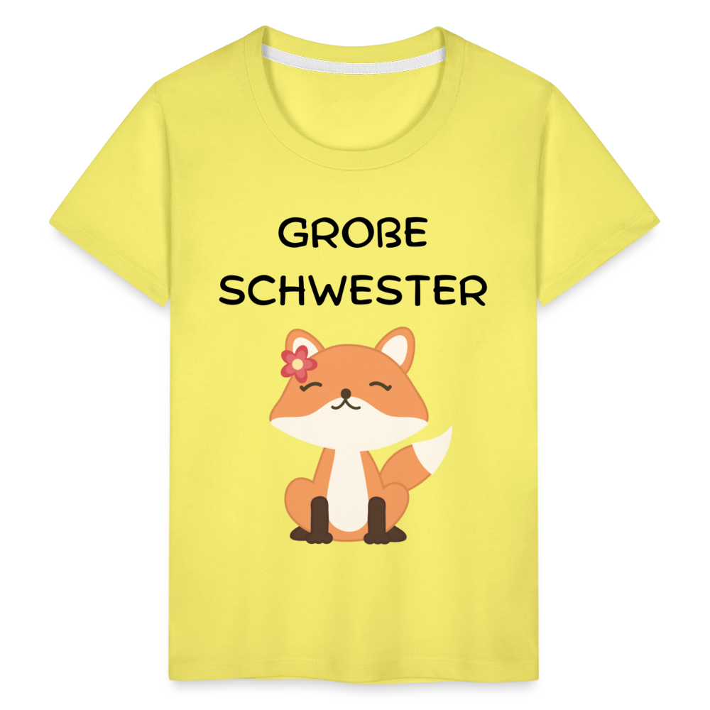 Kinder Premium T-Shirt - Große Schwester Fuchs - Gelb