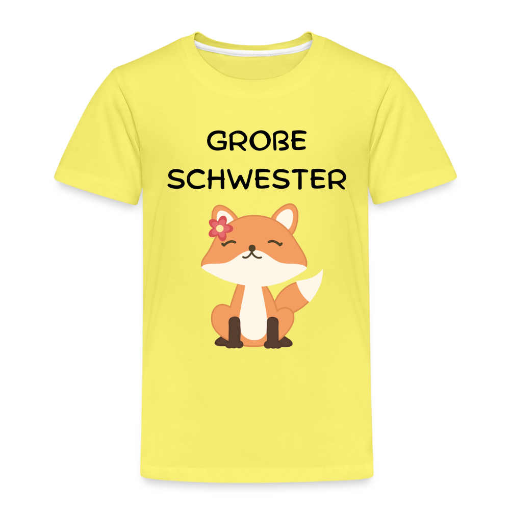 Kinder Premium T-Shirt - Große Schwester Fuchs - Gelb