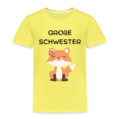 Kinder Premium T-Shirt - Große Schwester Fuchs - Gelb