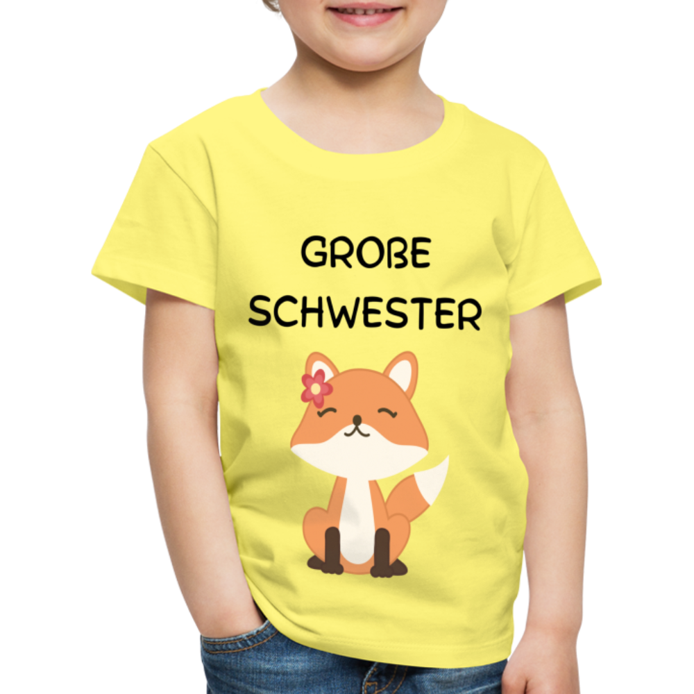 Kinder Premium T-Shirt - Große Schwester Fuchs - Gelb