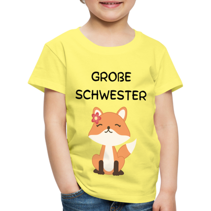 Kinder Premium T-Shirt - Große Schwester Fuchs - Gelb