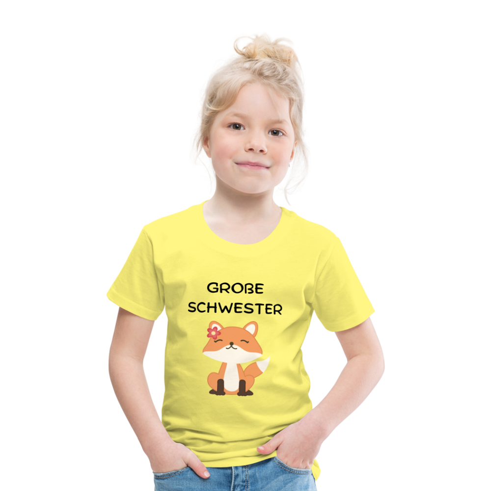 Kinder Premium T-Shirt - Große Schwester Fuchs - Gelb