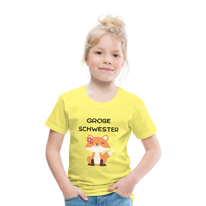 Kinder Premium T-Shirt - Große Schwester Fuchs - Gelb