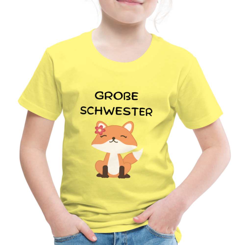 Kinder Premium T-Shirt - Große Schwester Fuchs - Gelb