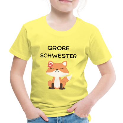 Kinder Premium T-Shirt - Große Schwester Fuchs - Gelb