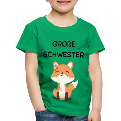 Kinder Premium T-Shirt - Große Schwester Fuchs - Kelly Green