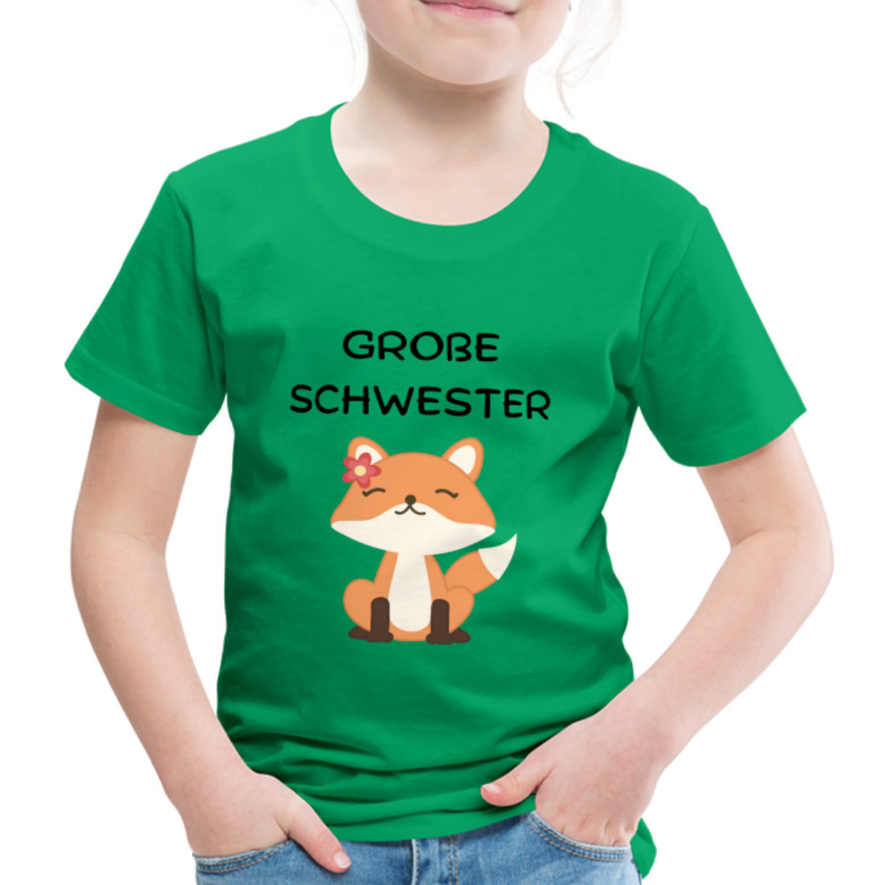 Kinder Premium T-Shirt - Große Schwester Fuchs - Kelly Green