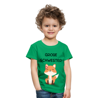 Kinder Premium T-Shirt - Große Schwester Fuchs - Kelly Green