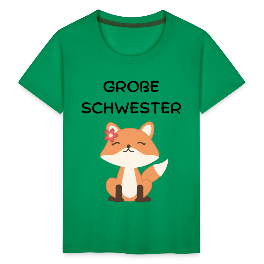 Kinder Premium T-Shirt - Große Schwester Fuchs - Kelly Green