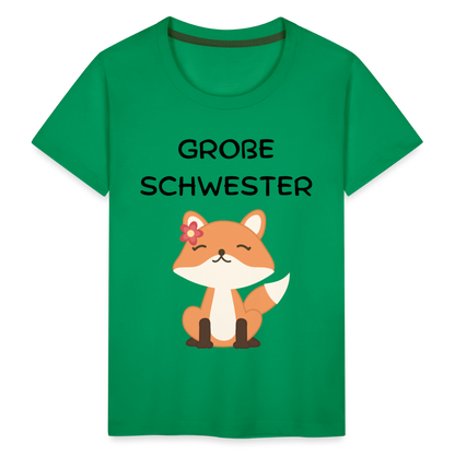 Kinder Premium T-Shirt - Große Schwester Fuchs - Kelly Green