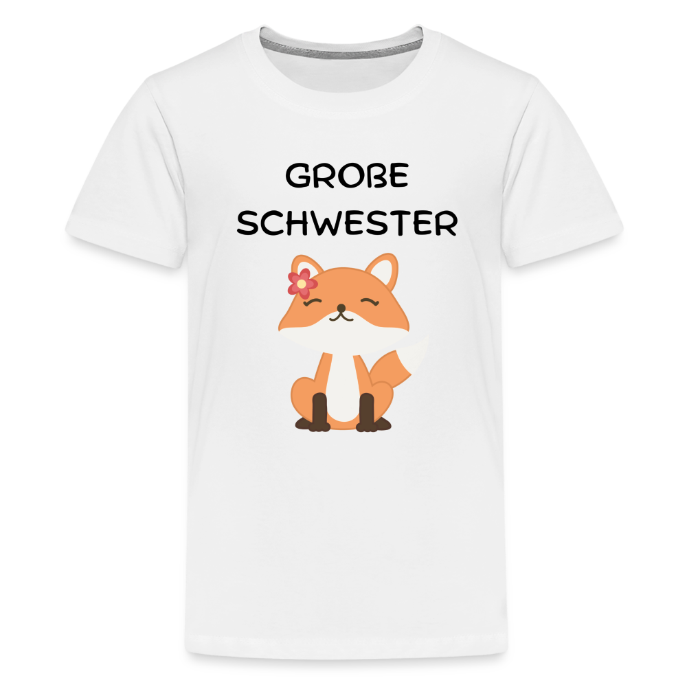 Teenager Premium T-Shirt - Große Schwester Fuchs - weiß