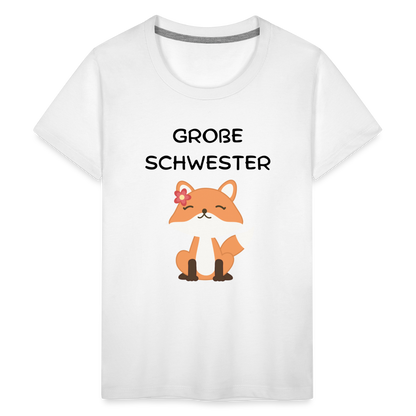 Teenager Premium T-Shirt - Große Schwester Fuchs - weiß