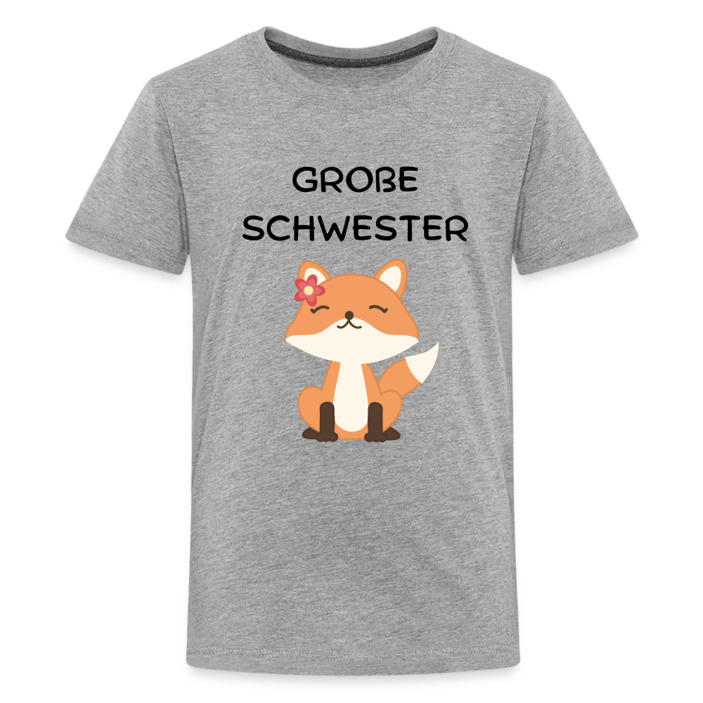 Teenager Premium T-Shirt - Große Schwester Fuchs - Grau meliert