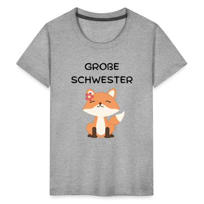 Teenager Premium T-Shirt - Große Schwester Fuchs - Grau meliert