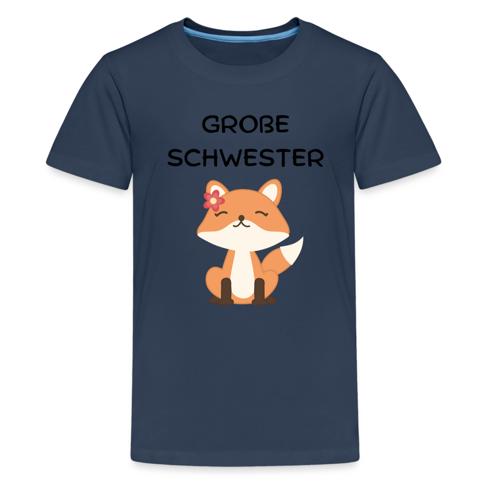 Teenager Premium T-Shirt - Große Schwester Fuchs - Navy