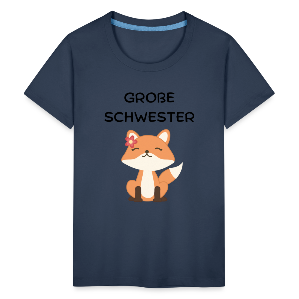 Teenager Premium T-Shirt - Große Schwester Fuchs - Navy