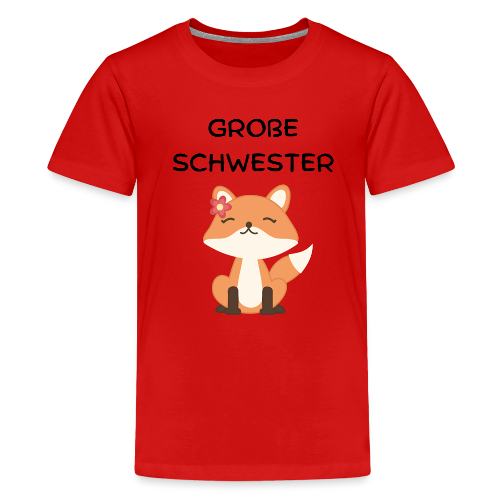 Teenager Premium T-Shirt - Große Schwester Fuchs - Rot