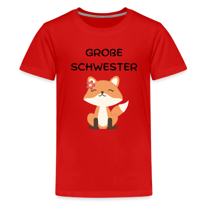 Teenager Premium T-Shirt - Große Schwester Fuchs - Rot