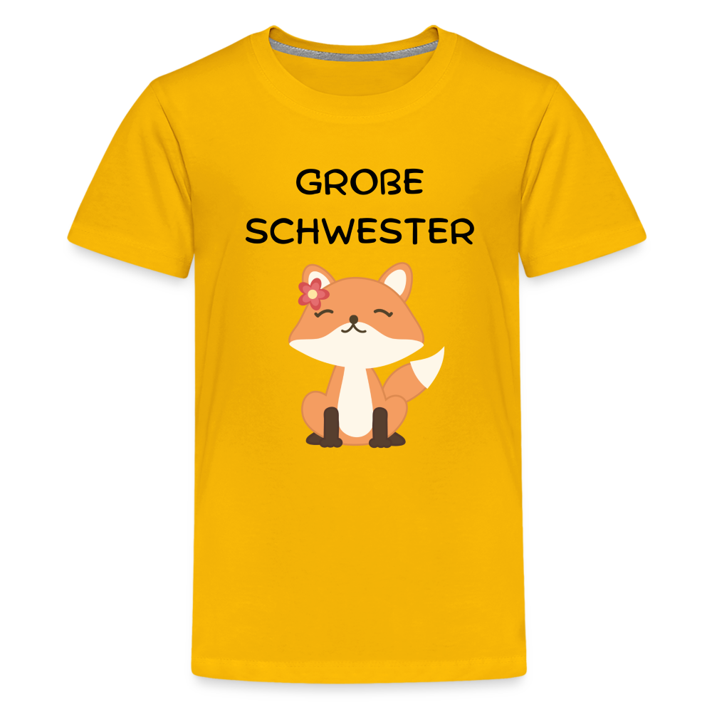 Teenager Premium T-Shirt - Große Schwester Fuchs - Sonnengelb