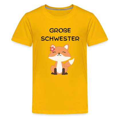 Teenager Premium T-Shirt - Große Schwester Fuchs - Sonnengelb