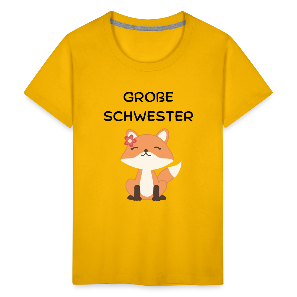 Teenager Premium T-Shirt - Große Schwester Fuchs - Sonnengelb