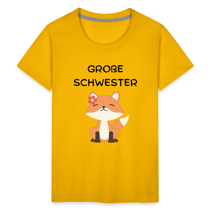 Teenager Premium T-Shirt - Große Schwester Fuchs - Sonnengelb