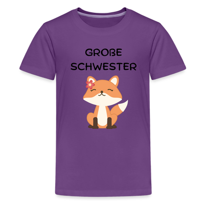 Teenager Premium T-Shirt - Große Schwester Fuchs - Lila