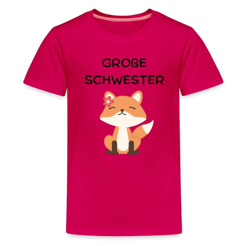 Teenager Premium T-Shirt - Große Schwester Fuchs - dunkles Pink