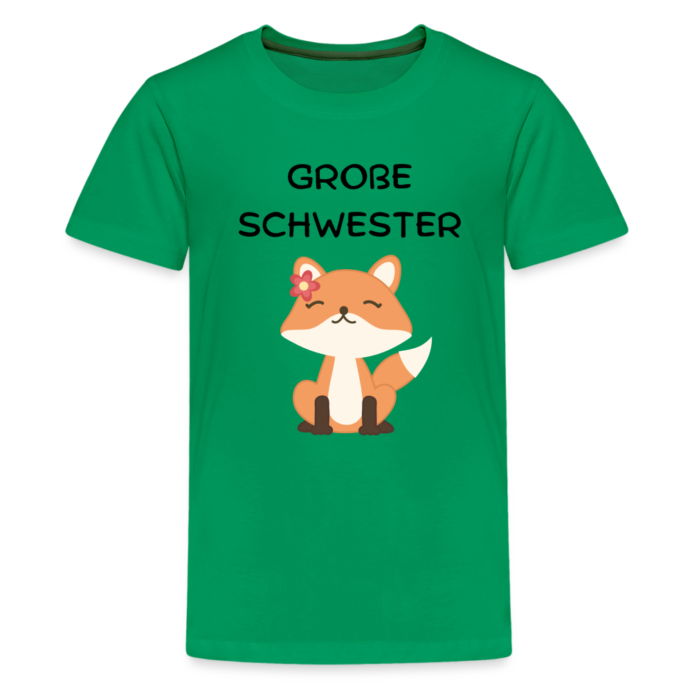 Teenager Premium T-Shirt - Große Schwester Fuchs - Kelly Green