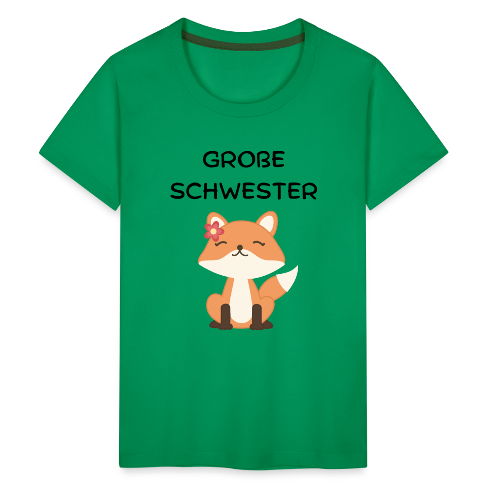 Teenager Premium T-Shirt - Große Schwester Fuchs - Kelly Green