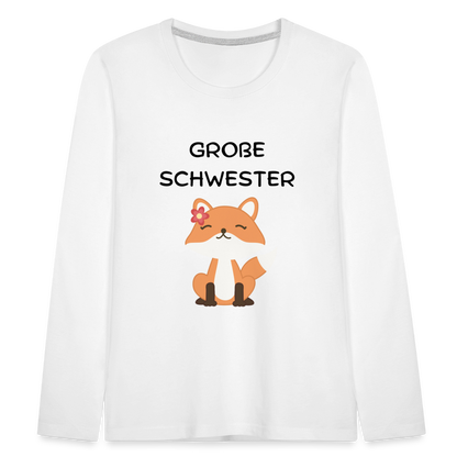 Kinder Premium Langarmshirt -  Große Schwester Fuchs - weiß