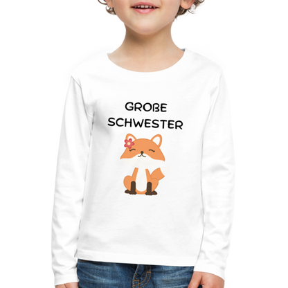 Kinder Premium Langarmshirt -  Große Schwester Fuchs - weiß