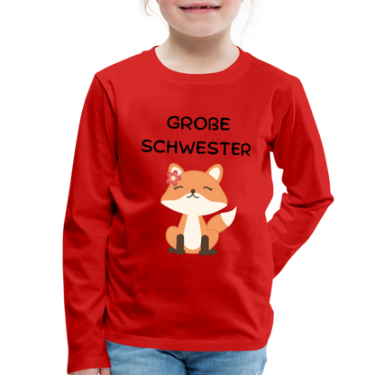 Kinder Premium Langarmshirt -  Große Schwester Fuchs - Rot