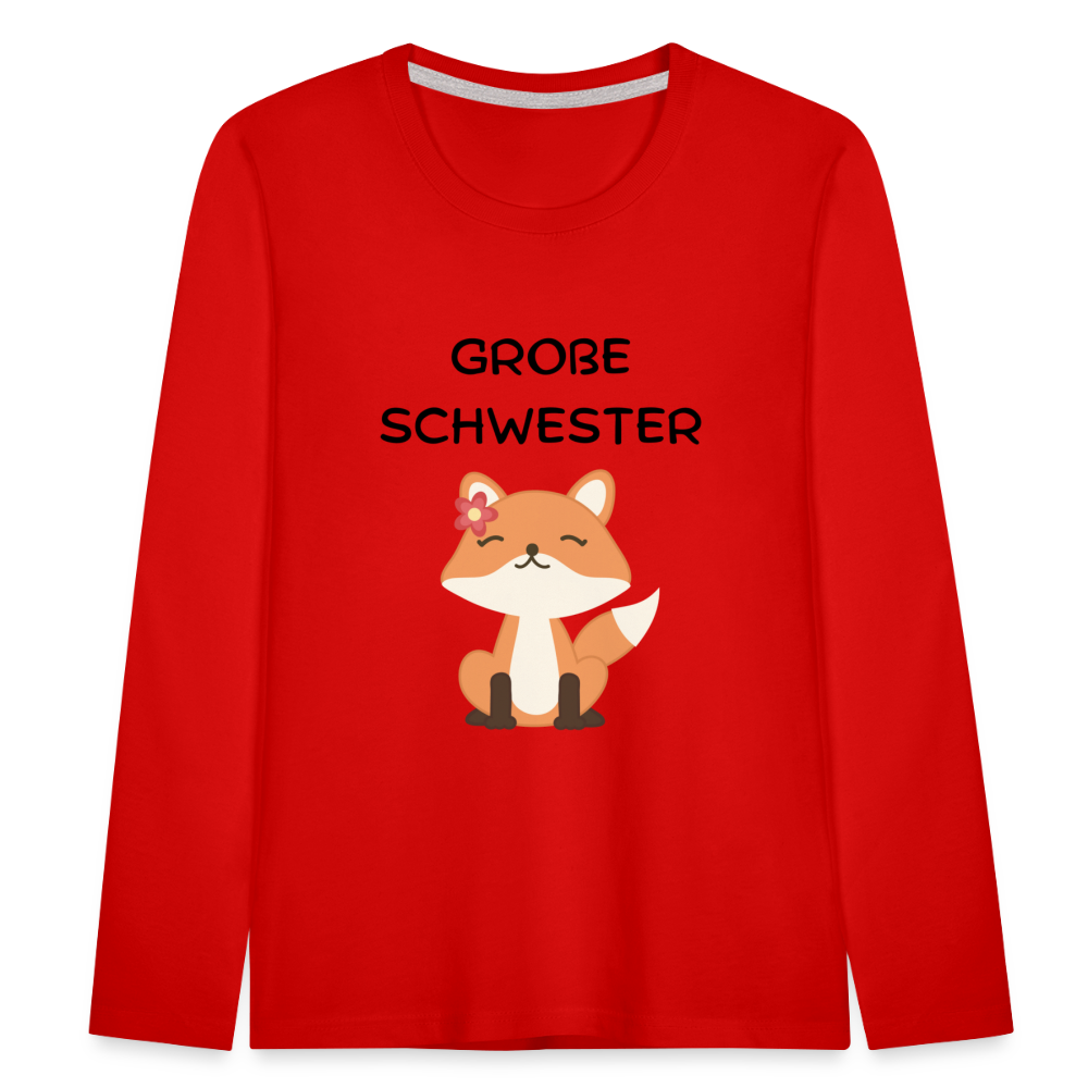 Kinder Premium Langarmshirt -  Große Schwester Fuchs - Rot