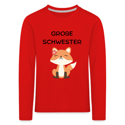 Kinder Premium Langarmshirt -  Große Schwester Fuchs - Rot