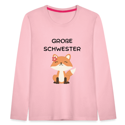 Kinder Premium Langarmshirt -  Große Schwester Fuchs - Hellrosa