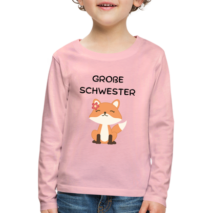 Kinder Premium Langarmshirt -  Große Schwester Fuchs - Hellrosa