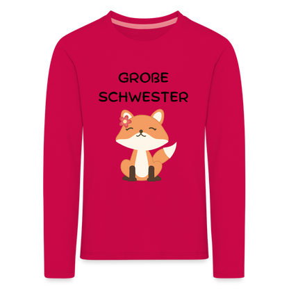 Kinder Premium Langarmshirt -  Große Schwester Fuchs - dunkles Pink