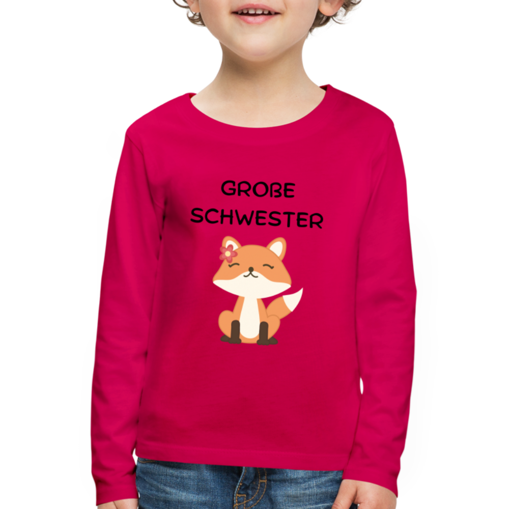 Kinder Premium Langarmshirt -  Große Schwester Fuchs - dunkles Pink