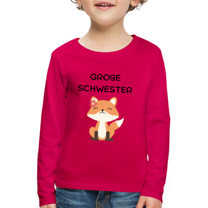 Kinder Premium Langarmshirt -  Große Schwester Fuchs - dunkles Pink