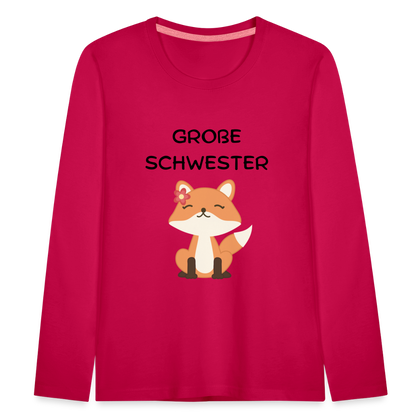 Kinder Premium Langarmshirt -  Große Schwester Fuchs - dunkles Pink