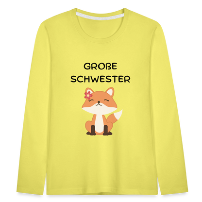 Kinder Premium Langarmshirt -  Große Schwester Fuchs - Gelb