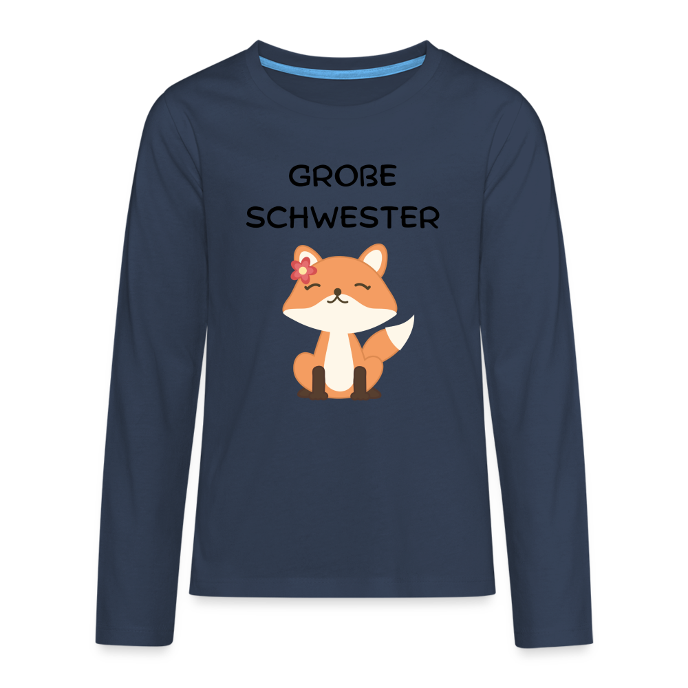 Teenager Premium Langarmshirt - Große Schwester Fuchs - Navy