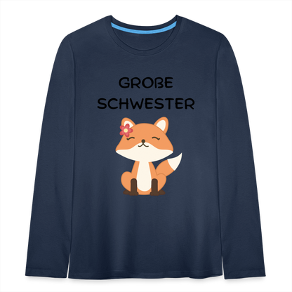 Teenager Premium Langarmshirt - Große Schwester Fuchs - Navy