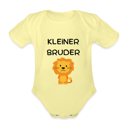 Baby Bio-Kurzarm-Body - Kleiner Bruder Löwe - Hellgelb