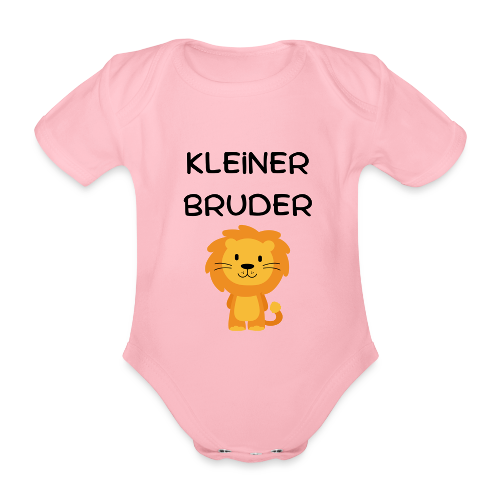 Baby Bio-Kurzarm-Body - Kleiner Bruder Löwe - Hellrosa