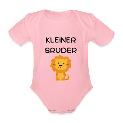 Baby Bio-Kurzarm-Body - Kleiner Bruder Löwe - Hellrosa