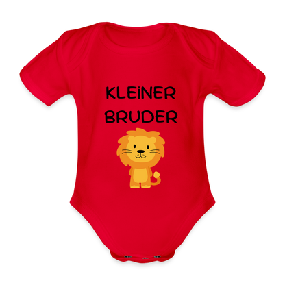 Baby Bio-Kurzarm-Body - Kleiner Bruder Löwe - Rot