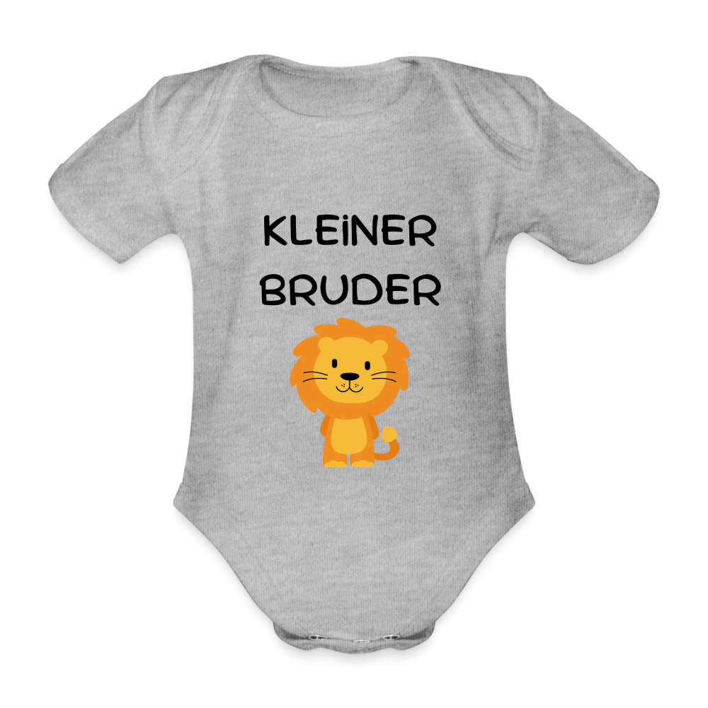 Baby Bio-Kurzarm-Body - Kleiner Bruder Löwe - Grau meliert